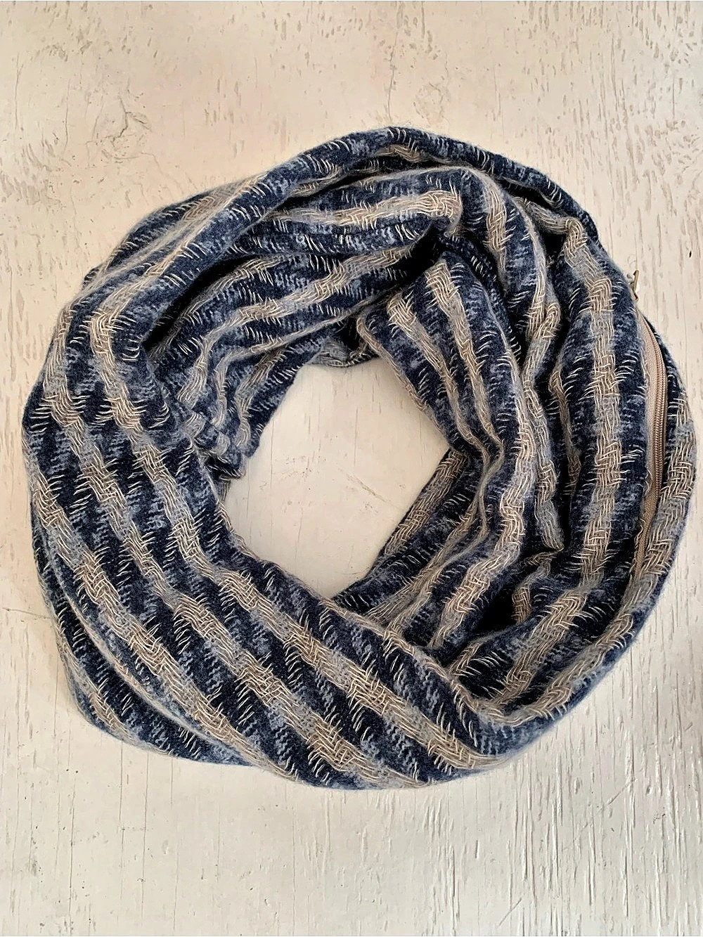 SHOLDIT Convertible Infinity Scarf with Pocket Blue & Tan 🧣